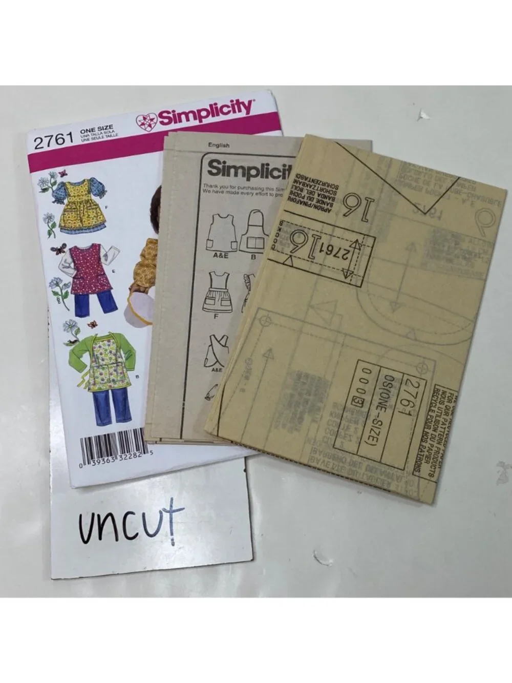 Simplicity 2761 18 Inch Doll Apron Pattern Uncut American Girl Clothes